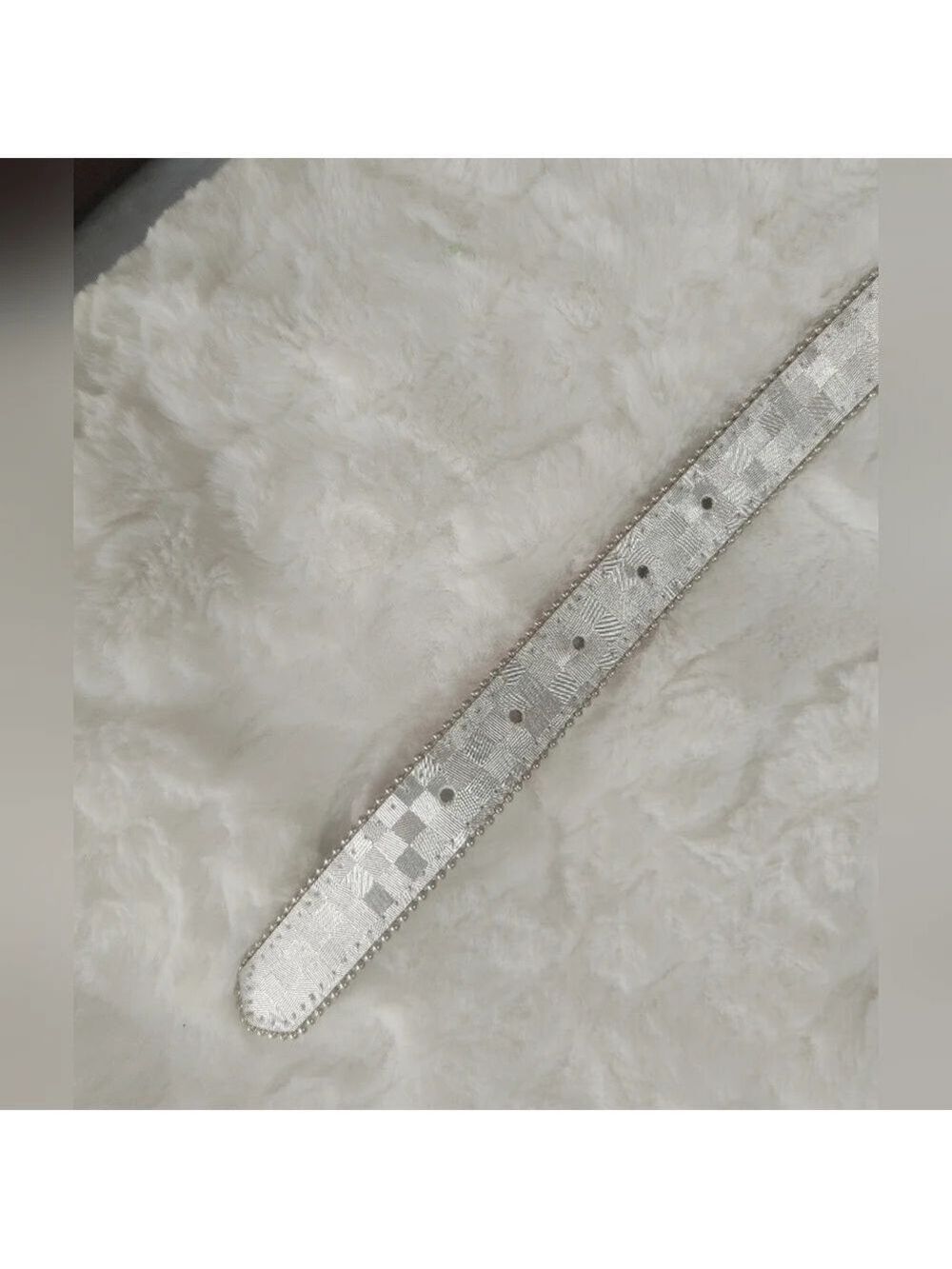 Fresno California 4011 Silver Skinny 5 Hole M Belt with Beaded Sides Women - Picture 5 of 6